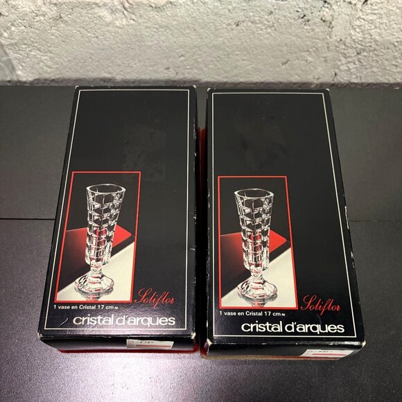 Cristal DArques Soliflor 17cm Crystal Vase Set Of 2 With Boxes - Picture 7 of 9